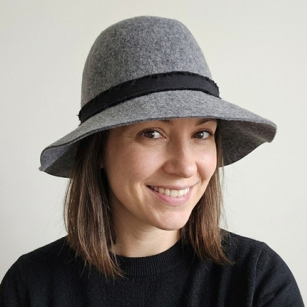 Zara Wide Brim Fedora Hat Womens Medium Gray Wool Blend Felt Floppy Unstructured